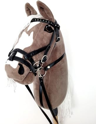 Hobby Horse Grande A3 (Cavallo su mazzo) con briglia come da immagine (grigio chiaro)