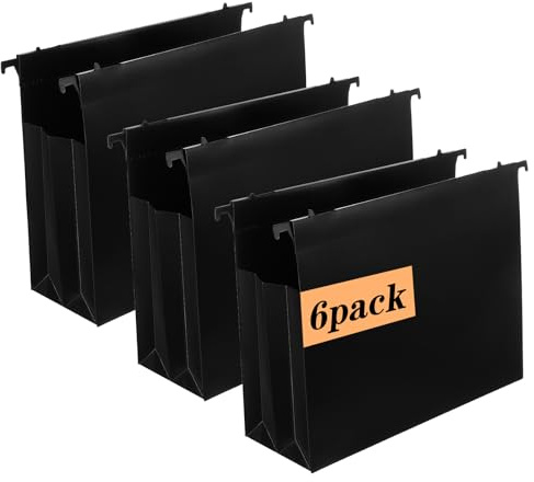 Paquete de 6 carpetas colgantes de plástico de alta capacidad, bolsillo expandible de 4 pulgadas con separadores móviles, resistentes para archivadores, pestañas insertables, tamaño carta