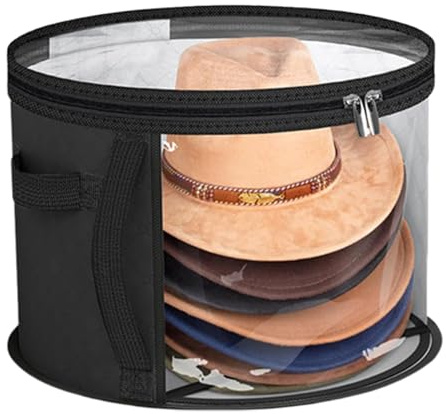 ycezw Caja Organizadora Para Sombreros - Almacenamiento En Caja Para Sombreros, Caja Para Sombreros Plegable | Caja Para Sombreros Transparente Con Cremallera, Bolsa De Almacenamiento Para Sombreros,