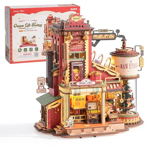ROKR 3D Wooden Model Kits for Adults, Mechanical 3D Puzzle Dream Gift Factory, Music Model Kits for Adults to Build, Dream Gift Factory, EAB01