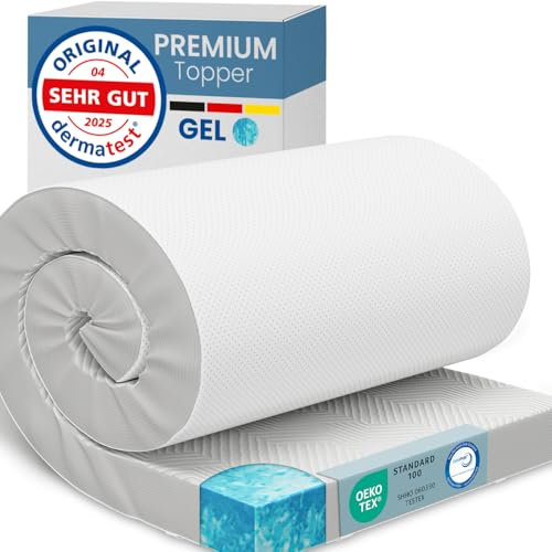 ELONEO Gel Topper 90x190cm, Matratzentopper aus 8 cm hohem Gel-Memory- Schaum, atmungsaktiver 3D-Netz Bezug, Bequeme Matratzenauflage für Bett und Boxspringbett inkl. Eckschlaufen