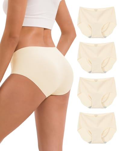 INNERSY Bragas sin Costuras Mujer Elástico Braguitas Microfibra Pack de 4 | Braguita Invisible Cintura Media, Ropa Interior Secado Rápido, Hipster Suaves, Entrepierna 100% Algodón, Deporte y Uso Diario