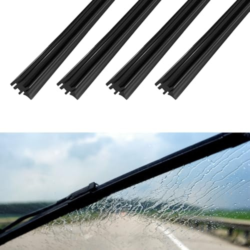 HABNVUON 4PCS Wiper Blade Refills, Wiper Blade Inserts, 18 Adjustable Size of Universal Replacement Windshield Wipers Refill, Frameless Window Boneless Insert Silicone Strips for Most Cars (18Inch)