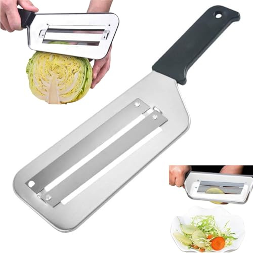 Stainless Steel Dual Blade Cu/tter,Stainless Steel Shredder Kn/IFE,Double-Layer Slicer,Cabbage Slicer Shredder,Vegetable Slic/er,Sl/icers and Vegetable Cu/tters,Potato Sl/icer,Multifunctional Grater