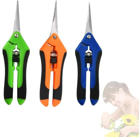 3 Pezzi Forbici da Giardino, Forbici Potatura, Cesoie a Mano, Cesoie da Giardinaggio, Troncarami con Impugnatura Di Blocco, Potatore Manuale, per Piante, Fiori, Rami, Bonsai, Verdura