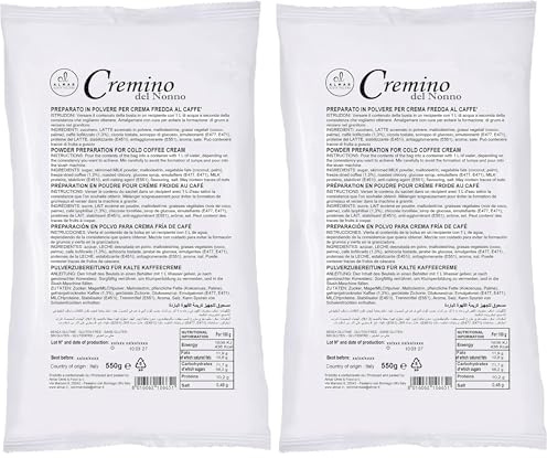 ALMAR - Cremino del Nonno, Crema Caffè Fredda Granitore, Preparazione con Acqua, Dessert Estivo Cremoso, Perfetto per Bar e Locali, Senza Glutine, Made in Italy, Offerta Risparmio, 1 Busta da 550g