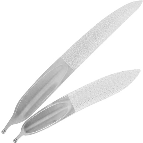 HAMPPLIES 2 Pezzi Unghie Doppia Faccia in Acciaio Inossidabile Forma di Piuma File Diamante Professionali per Manicure e Pedicure Levigatura e Lucidatura Unghie Naturali e Artificiali