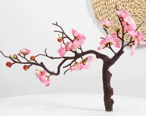 LiuJinE687 2 konstgjorda plommonblommor, vinterplommonblommor, röda plommonblommor, körsbärsblommor, falska plommonblommor, silkesblommor, falska persikoblommor, konstgjorda blommor. (Rosa - Bonsai