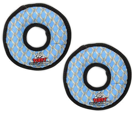 TUFFY - World's Tuffest Soft Dog Toy - MEGA -Multiple Layers. Made Durable, Strong & Tough. Interactive Play (Tug, Toss & Fetch). Machine Washable & Floats (Ring Chain Link, Jr 2 Pack)