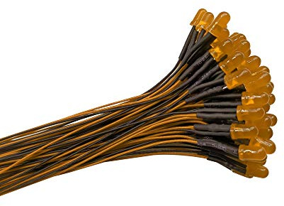 YIXISI 50 PCS 5mm LED-dioderljus med Diffus Färgad Lins, Ultraljus 12V 20cm Förkopplad, Orange