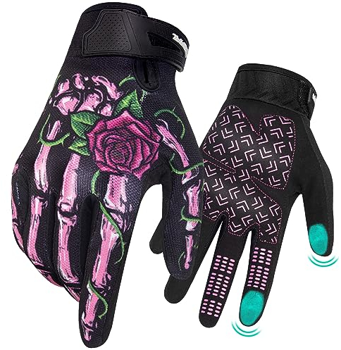 RIGWARL Guanti moto touchscreen per uomo, inserti in mesh traspiranti, guanti a scheletro antiscivolo per donna, guanti leggeri, resistenti e durevoli per ciclismo, motocross, MTB, corsa
