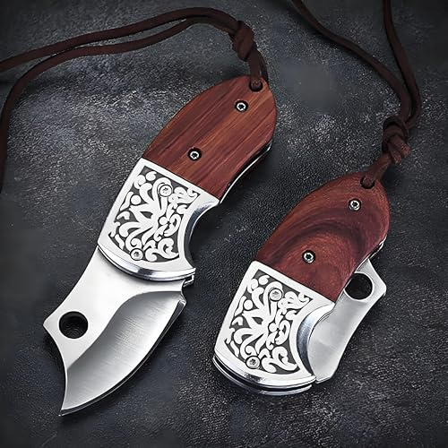 Omesio Mini Fällkniv EDC Fickkniv Nyckelring Hopfällbar | Kompakt tvåhands fällkniv med nyckelring, liten EDC-kniv för vardag, resor och praktisk brevöppning
