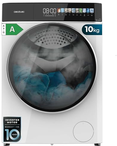 Cecotec Lavadora 10 Kg Carga Frontal Bolero DressCode 10900 Inverter FullColor A. 1400RPM, Bajo Consumo, Pantalla FullColor 10,3, 11 Programas, Motor Inverter Plus, Vapor, Goma Antibacteriana