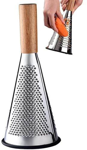 Fituenly Râpe Conique en Acier Inoxydable avec Manche en Bois, râpe à Fromage, Fruits et légumes à Main pour la Cuisine à la Maison, au Restaurant.