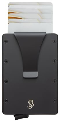 BONNY & SLIDE Kartenetui RFID Schutz - Karten Portemonnaie Geldklammer - Mini Kreditkartenetui - Slim Wallet Damen und Herren - Card Holder - Cardholder - Kartenhalter für 6-7 Karten (Schwarz)