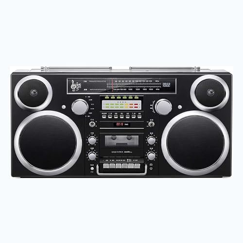 ZYJIX Bluetooth CD Player Retro Cassette Boombox With AM/FM Radio, SD Slots, Aux In, USB/SD Conversion, Headphone Jack(Color:grey)