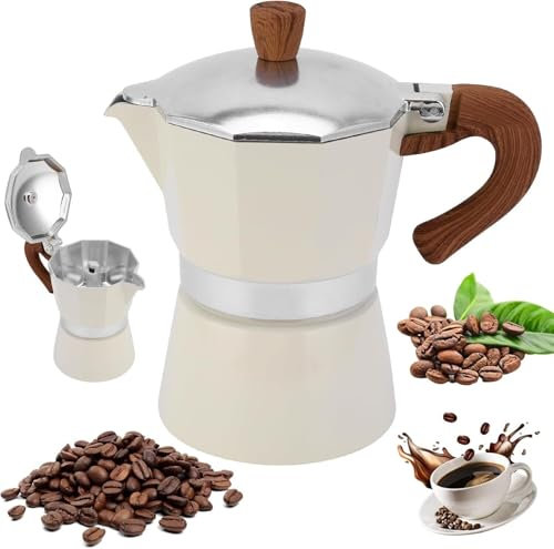 Cafetera, Cafetera Italiana de 150 ml y 3 Tazas, Manual con Mango Resistente Cafetera Italiana for Capuchino Latte