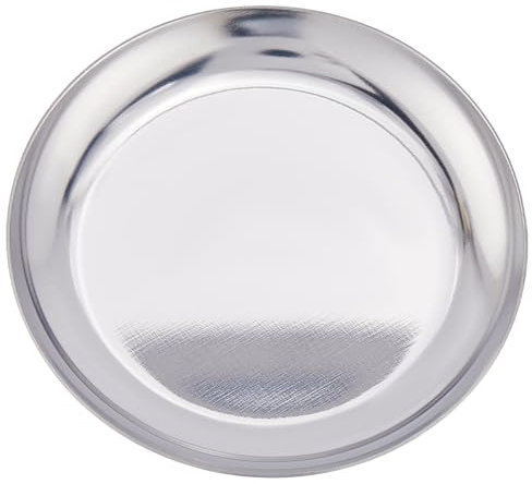 CREATCABIN 2 Plateau Rond Plat pour Bijoux Plateau Rangement Décoratif en Acier Inoxydable Organisateur en Métal pour Comptoirs Salle Bain Cosmétiques Camping en Plein Air Assiette Salade 10x10cm