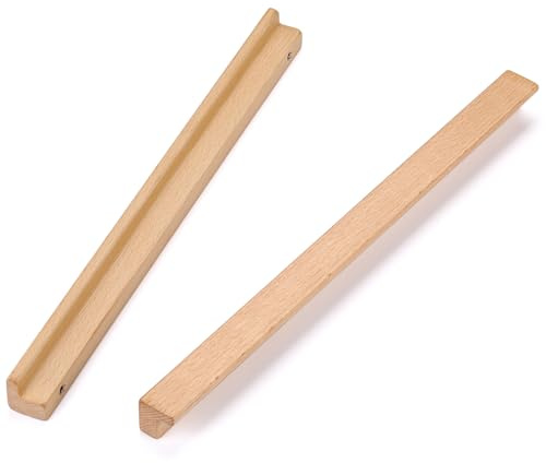 SYZOW 6 Pièces Poignée de Meuble en Bois,Espacement des Trous 320mm,Poignées de Placard en Bois,pour Cuisine Armoire Commode