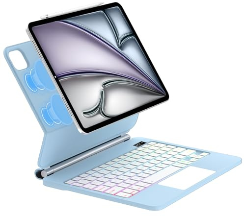 IVEOPPE Magic Keyboard iPad Air 13 M3 2025/ M2 2024, Flytande stativdesign, Belyst multi-touch trackpad fodral tangentbord för iPad Pro 12,9 (6./5./4./3. Gen)/ Air 13 tum M3/M2, Blå