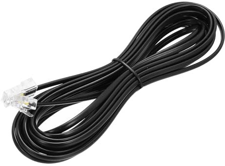 sourcing map 3 Pack RJ45 8P4C to RJ11 6P4C Adapter Converter Cable, RJ45 to RJ11 Adapter Telephone Handset Cord for Home, Office, 16.4ft, Black