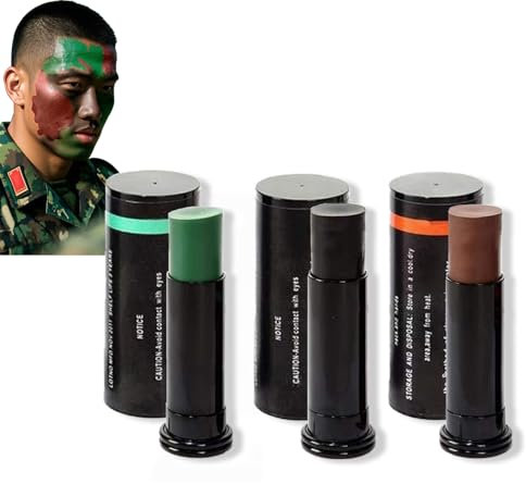 Peinture Visage,Crema Mascheramento Militare,3 Pezzi Camouflage Face Paint Sticks Kit,Pittura Per Il Mimetica Viso Mimetico Trucco Militare Dell'Esercito Di Olio Di Campo Militare All'Aperto