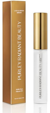 Purely Radiant Beauty Eyelash Growth Serum – Prostaglandin-Free Lash & Brow Enhancer for Longer, Thicker Lashes – Vegan, Cruelty-Free, Castor Oil Based – Natural Lash Serum for Growth