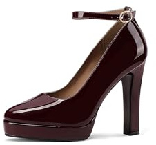QUEEN HELENA Décolleté con Plateau Scarpe con Tacco Alto Casual Eleganti Donna ZM10023 (Claret, Sistema Taglie Calzature EU, Adulto, Donna, Numero, Media, 37)