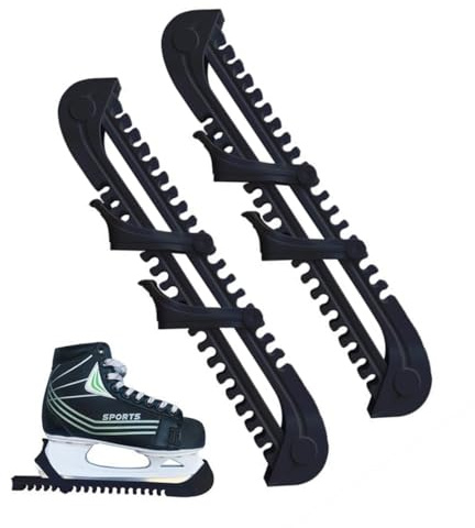 YUVKIN Lot de 2 protège-lames réglables pour patins à glace, adaptés aux patins de hockey et de patinage artistique (noir)