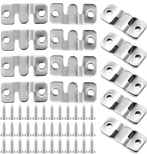 Dupoem 18 Pièces Supports de Montage Encastrés Invisibles, Crochets Muraux en Acier Inoxydable avec Vis, Adaptés pour Suspendre des Cadres Photo, Fixation Miroir ,des Tableaux et Meubles