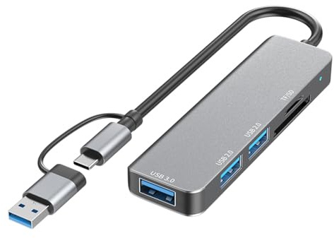 YROHGKPN Docking station USB C USB 3.0 2.0, trasferimento dati veloce e funzioni di ricarica PD100 W, lettore di schede multiple (5 opzioni), adattatore USB multiporta