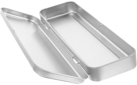 UTHCLO Metal Pencil Case Tin with Lid, Frosted Rectangular Iron Single-Layer Pen Box 21.5x6x2cm, Small Metal Storage for Students and Office Use
