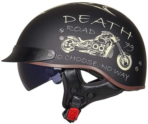 Halbhelme Jethelme Brain - Cap Cruiser Chopper Scooter Pilot Jet Helm DOT+ECE Zertifizierte Persönlichkeit Retro Harley Motorradhelm,D-XXL=（63~64cm）