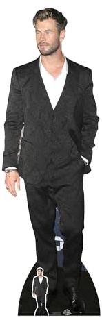 CS858 Chris Hemsworth White Shirt Lifesize Cardboard Cutout with Free Mini Standee Perfect Photo Gift for The Home, Fans, Collectors, Family and Friends