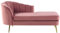 Chaiselongue Samt rosa links mit Lehne Muschelform Metallbeine gold Glam Allier