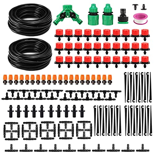 HUAZIZ Bewässerung Kit,15M *2PcsTropfbewässerung Garten Bewässerungssystem DIY Micro Drip System Automatische Sprinkler Micro Drip System Misting System für Tomaten Bewässerung Garten Zimmerpflanzen