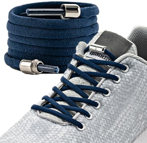 LaceHype - 2 par premium elastiska skosnören med metallkapslar utan knytning – set för 2 par skor – med kapslar för sneakers, löparskor, sportskor