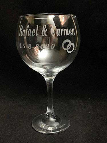 regalo grabado Titulo Copa Gin Tonic Personalizada | Grabado Permanente | Vidrio de 630 ml | Ideal para Cumpleaños, Boda, Despedida| Copas Gin-Tonic o Cubata Personalizadas | Unidades (1)