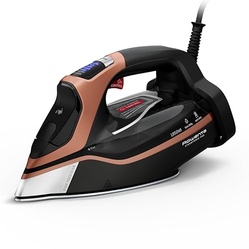 Rowenta Steam Force Pro Stainless Steel Soleplate Iron for Clothes, 400 Microsteam Holes, Professional Results, 1850 Watts, Auto-off, Copper, DW9540
