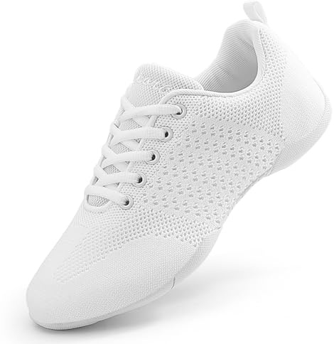 CheeryEase Girls Cheer Shoes Youth White Cheerleading Shoes Lightweight Breathable Cheer Competition Athletic Training Dance Sneakers Size Big Kid 2.5