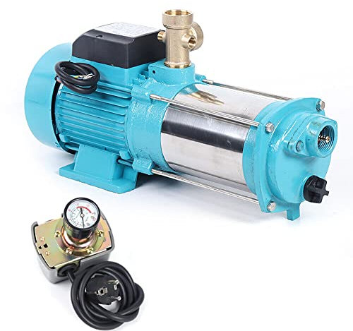 Centrifugal Pump 6000L/H Bomba centrífuga bomba de agua doméstica jardín control de presión interruptor de presión, 1300 W, 4000 L/H – 9,8 bar riego de granjas, estanques, jardines, fuentes, para