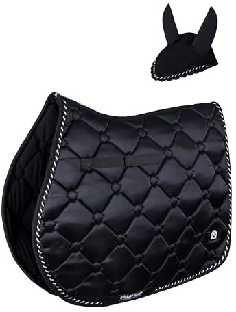 Numnah Big Check Diamond Cut / Horse Pad / Horse Saddle Pad (Black, Full)