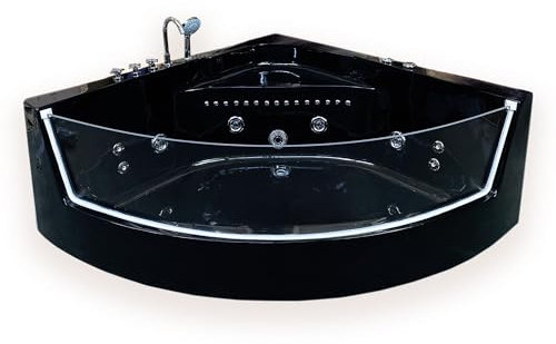 Hot Tub Black 150 x 150 cm Chromotherapy - Black Shark