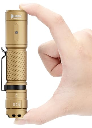 WUBEN C3 LED Taschenlampe Aufladbar, Extrem Hell 1200 Lumen Mini Torch mit 6 Lichtmodi Taschenlampe Klein, Wasserdichte Taktische Flashlight für Camping, Wandern, Outdoor, Notfäll (Khaki)