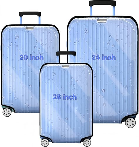 JeeVoya 3PCS Luggage Covers Clear Suitcase Cover Protector, 20/24/28inch