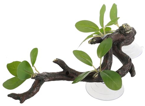 UKCOCO Branche Résine Réaliste pour Aquarium et Terrarium Décoration Naturelle avec Ventouses Accessoire Durable pour Reptiles et Poissons