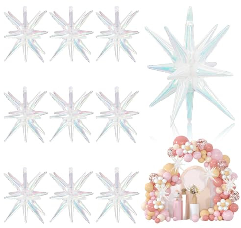 Fatiya 10 stycken 56 cm (22 tum) skimrande stjärnballonger, 12 spikar aluminiumfolie Starburst-ballonger, explosion stjärna folie film festdekoration för födelsedag årsdag bröllop jul båge bakgrund