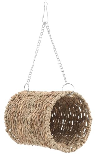 IMIKEYA Hamac Suspendu Lit Suspendu Léger et Pliable en Paille Tressée Naturel pour Hamster pour Petits Animaux Adapté aux Cages Escalier ou Chauffage