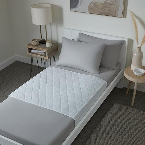 GuardedSleep Almohadilla de Cama Impermeable con Pliegues (2 Pack) | Sábana Lavable de Premium de Adultos o Niños con Incontinencia | Colchoneta Reutilizable para Colchón Individual | Blanco Discreto