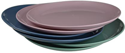 Ikolife stora plasttallrikar platta 6 stycken Φ23 cm 3 färger, barntallrikar, återanvändbara -BPA fri! (23 cm tallrik stor)
